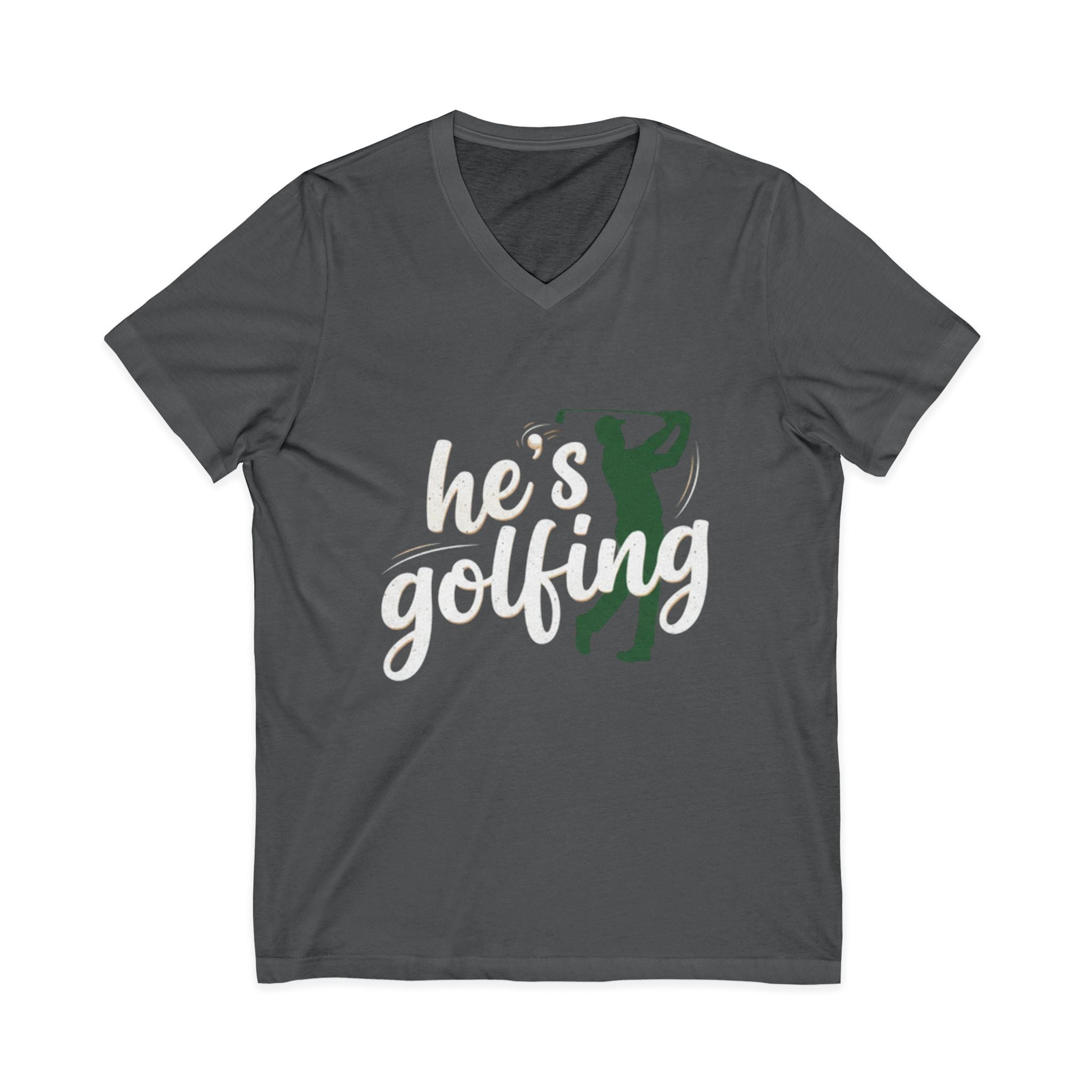 Funny Golf V-Neck Tee — "My Husband Plays Golf Too Much"