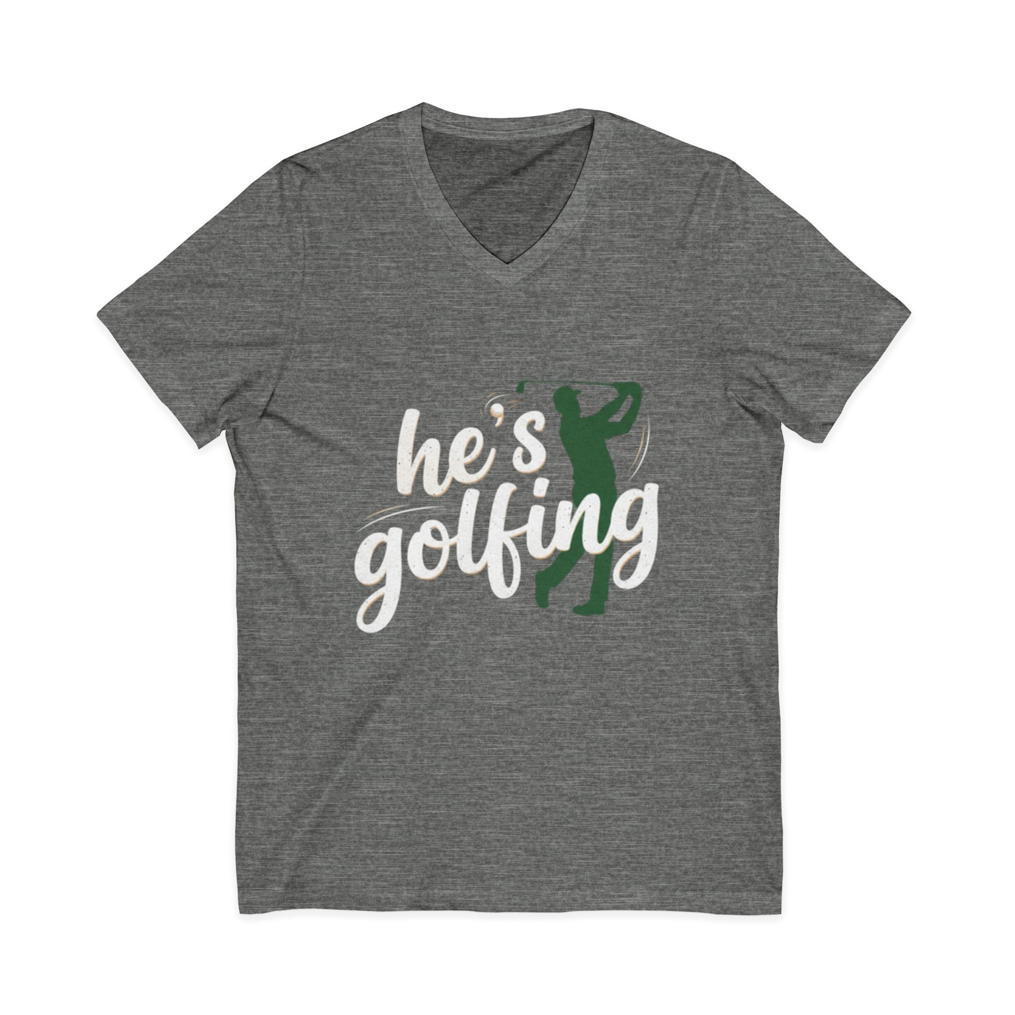 Funny Golf V-Neck Tee — "My Husband Plays Golf Too Much"