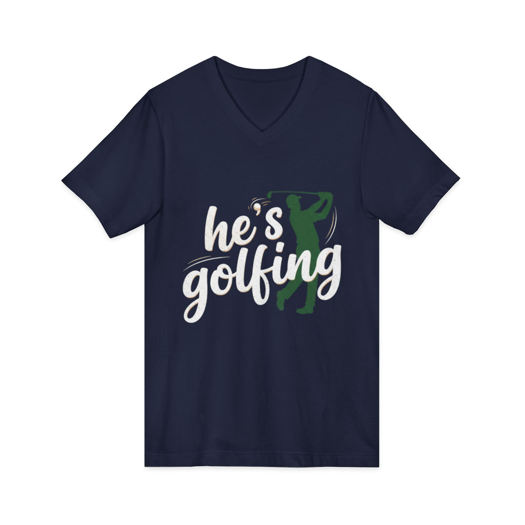 Funny Golf V-Neck Tee — "My Husband Plays Golf Too Much"