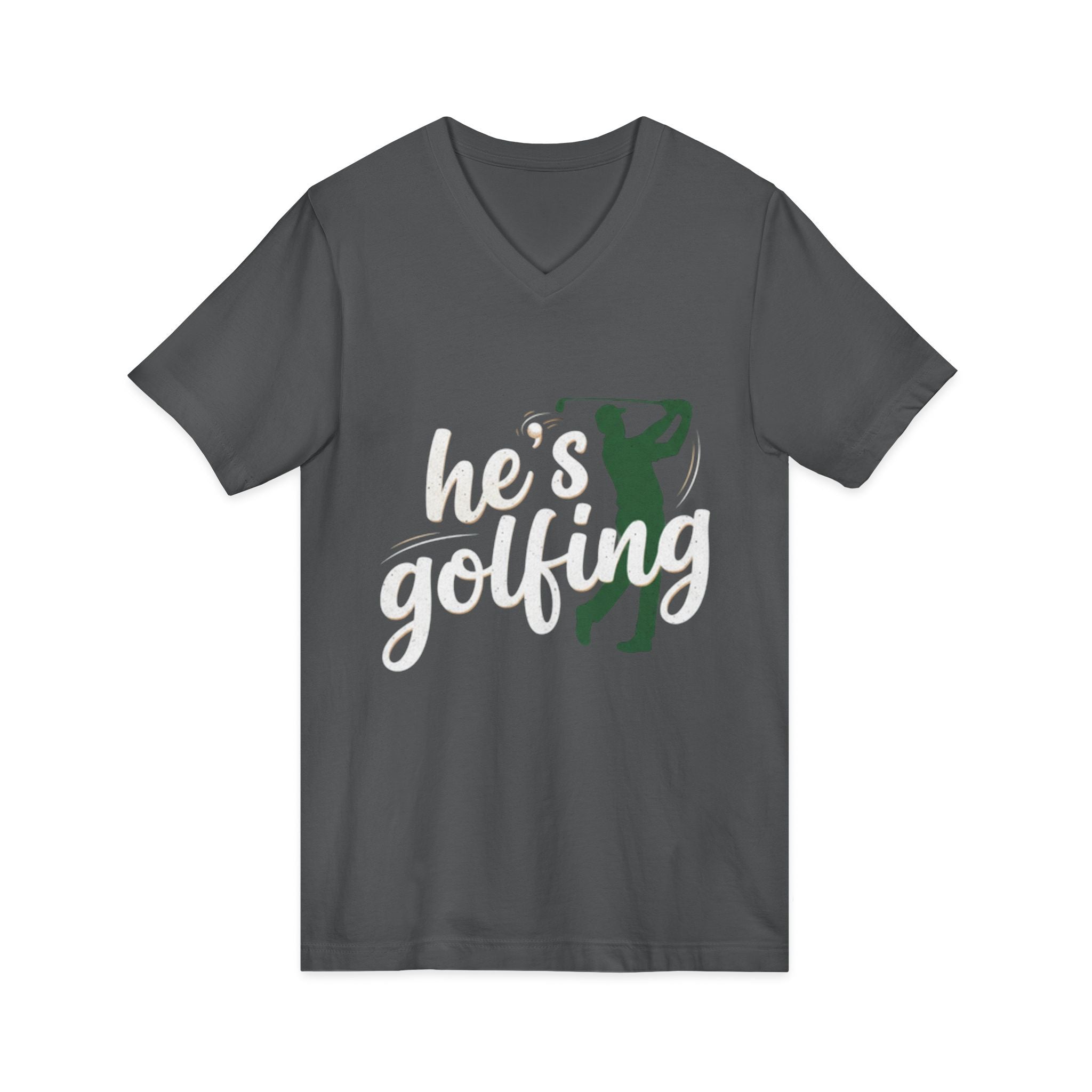 Funny Golf V-Neck Tee — "My Husband Plays Golf Too Much"