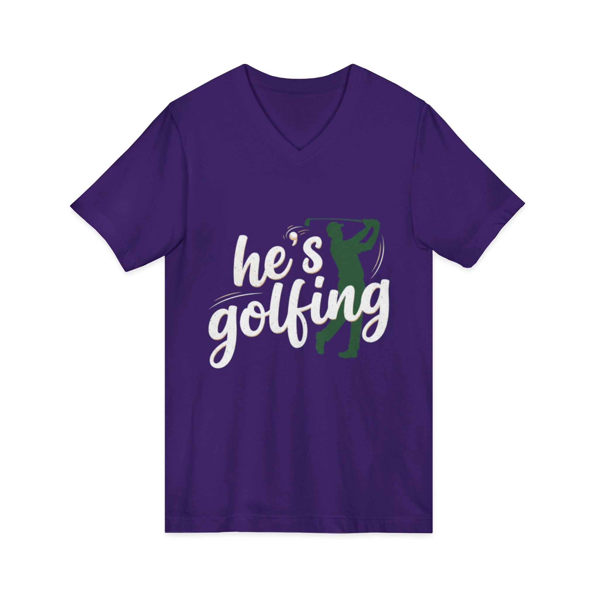 Funny Golf V-Neck Tee — "My Husband Plays Golf Too Much"