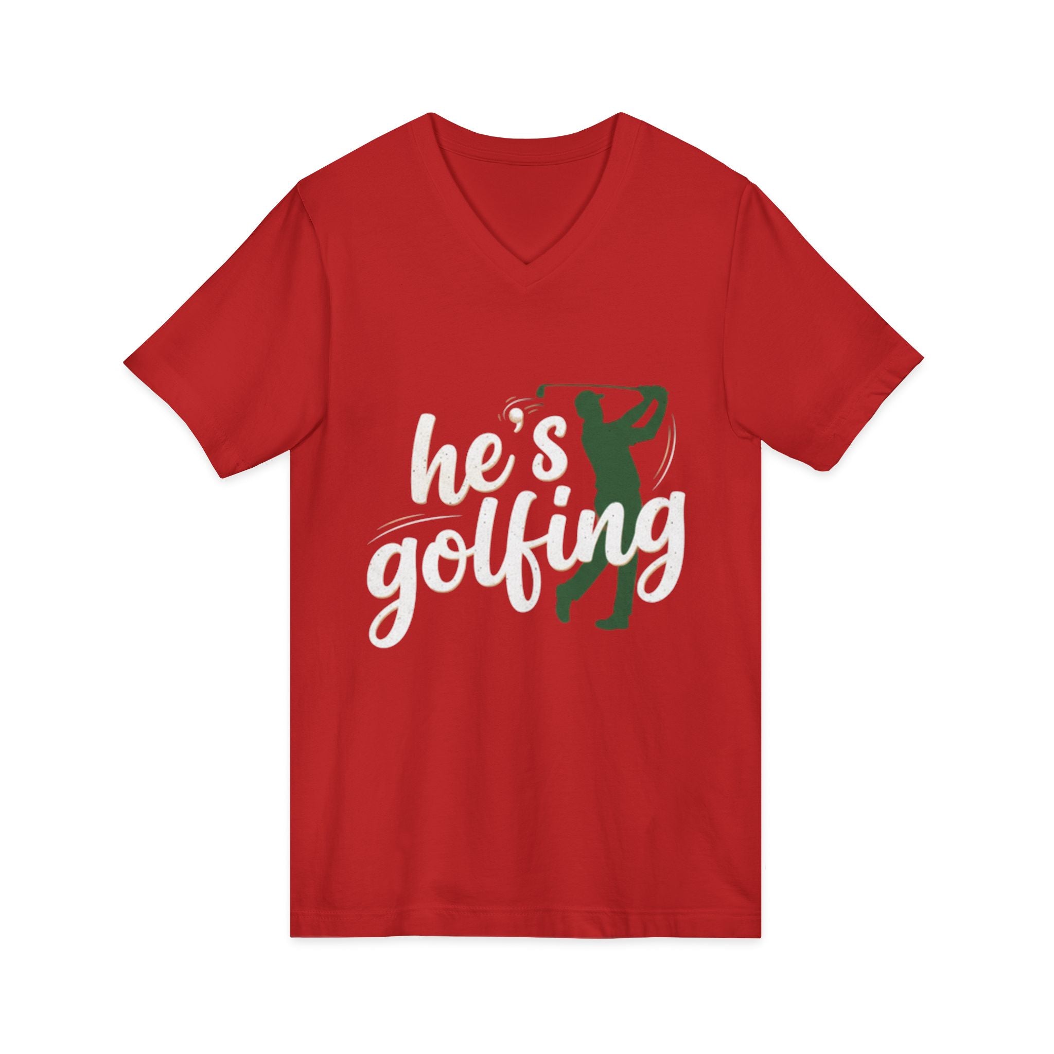 Funny Golf V-Neck Tee — "My Husband Plays Golf Too Much"