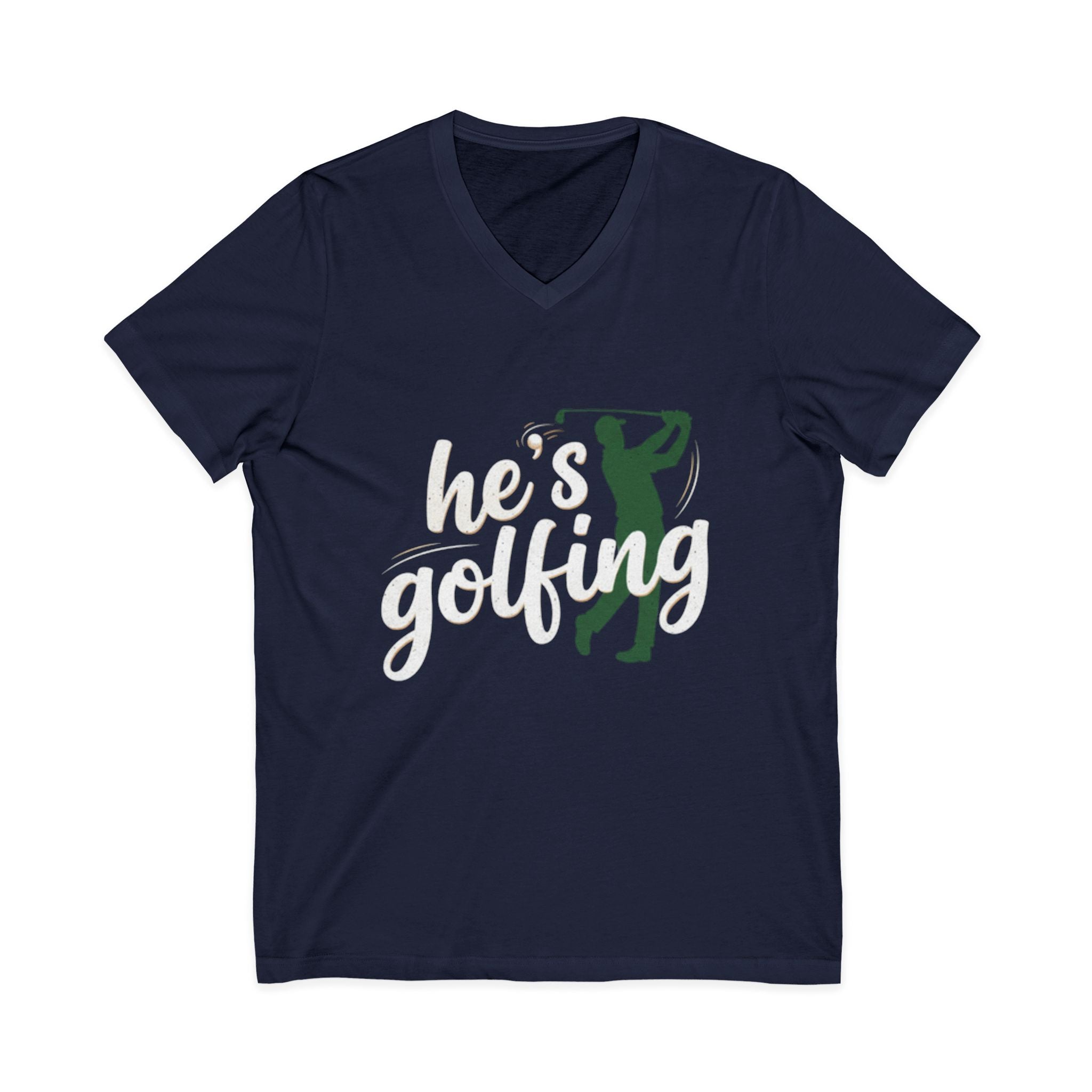Funny Golf V-Neck Tee — "My Husband Plays Golf Too Much"
