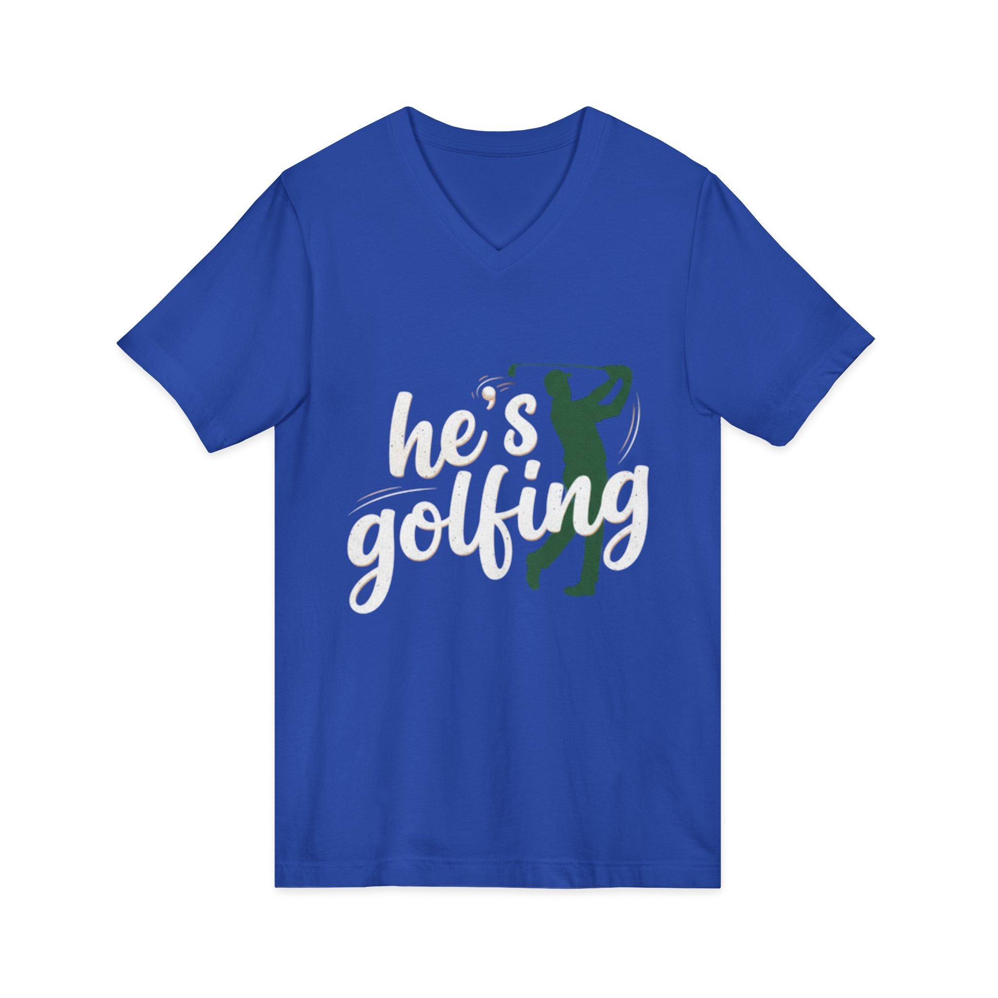 Funny Golf V-Neck Tee — "My Husband Plays Golf Too Much"