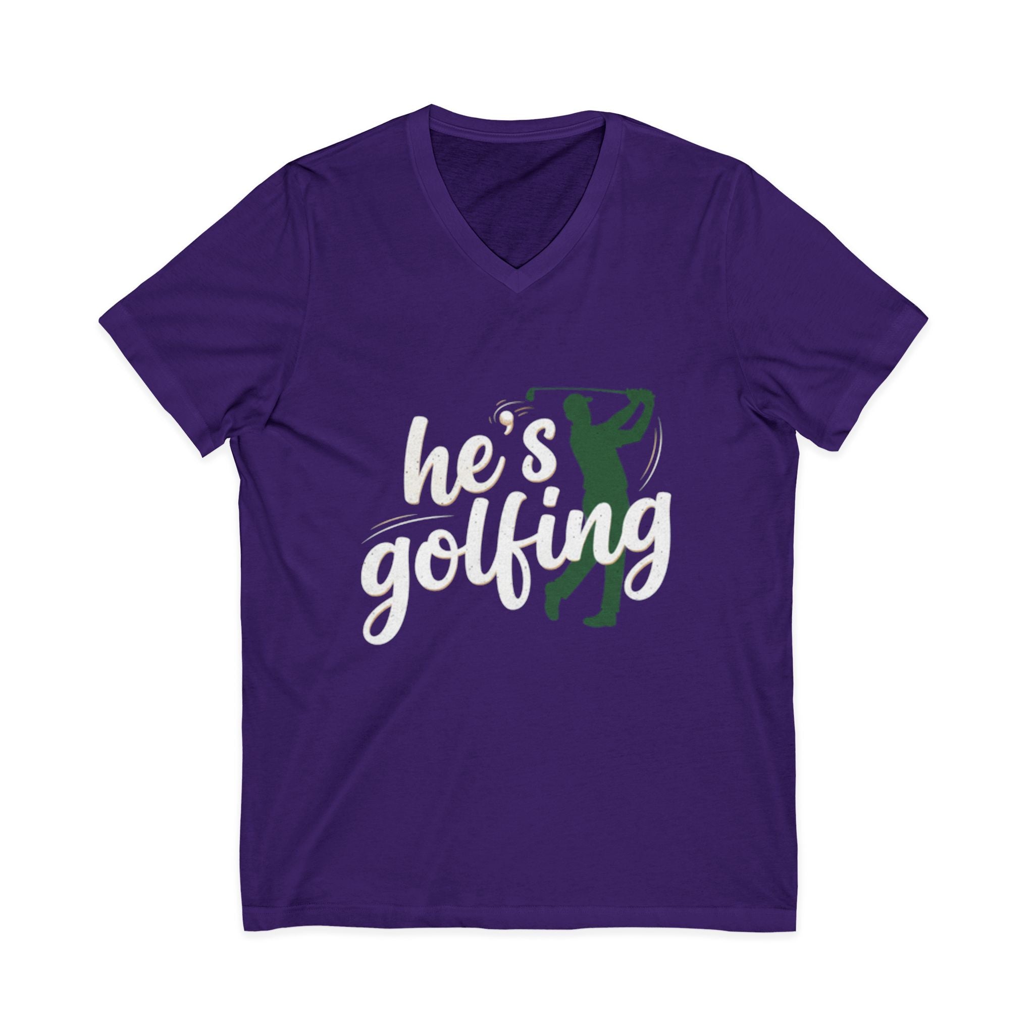 Funny Golf V-Neck Tee — "My Husband Plays Golf Too Much"